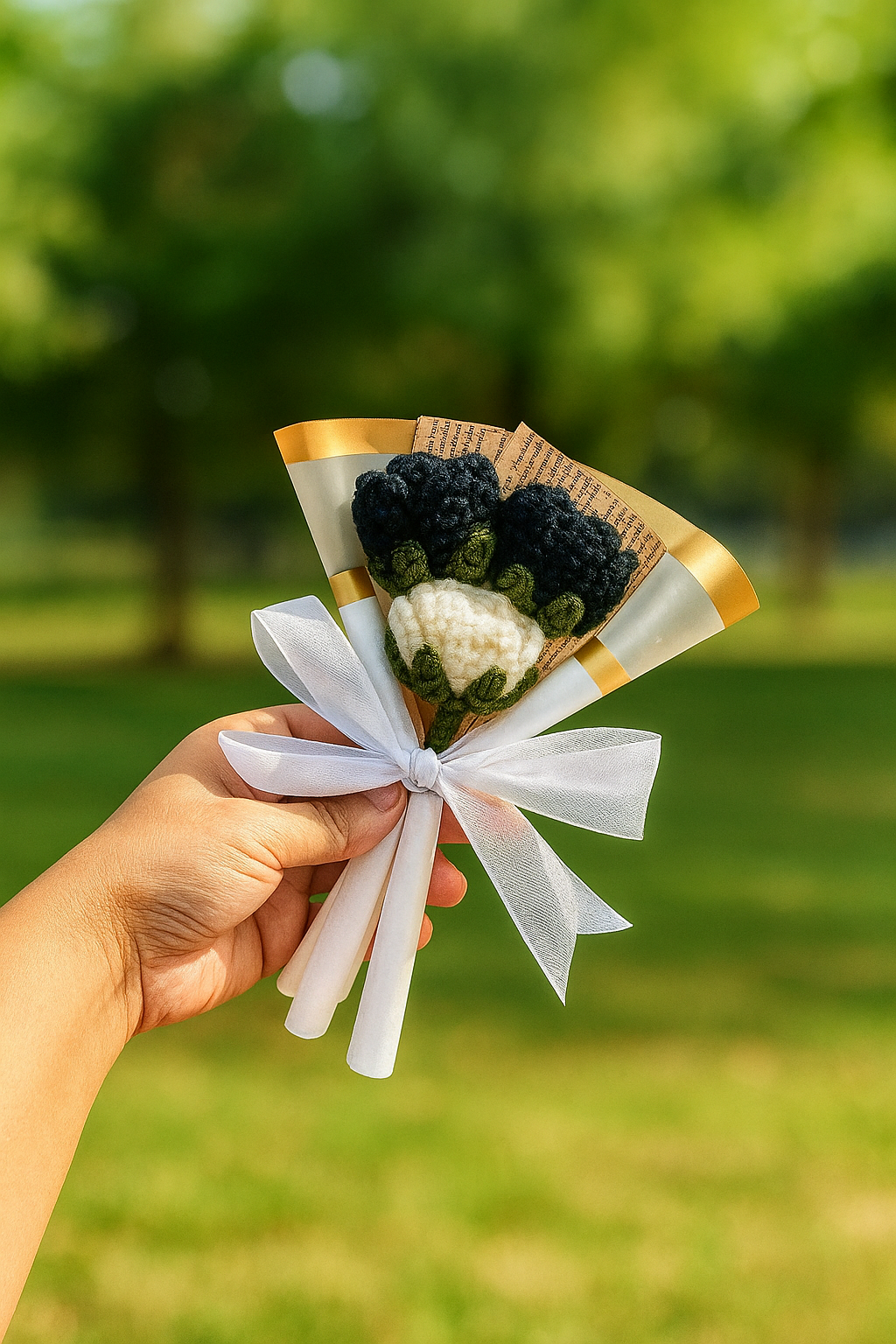 Black & White Mini Rose Bouquet