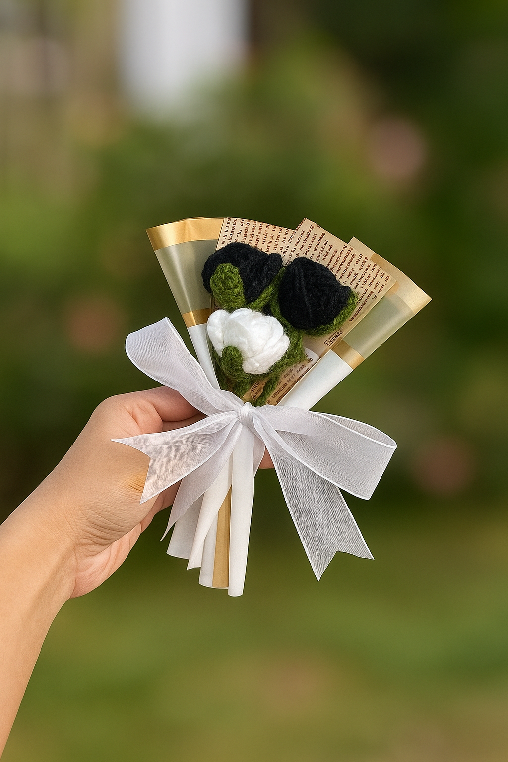 Black & White Mini Rose Bouquet