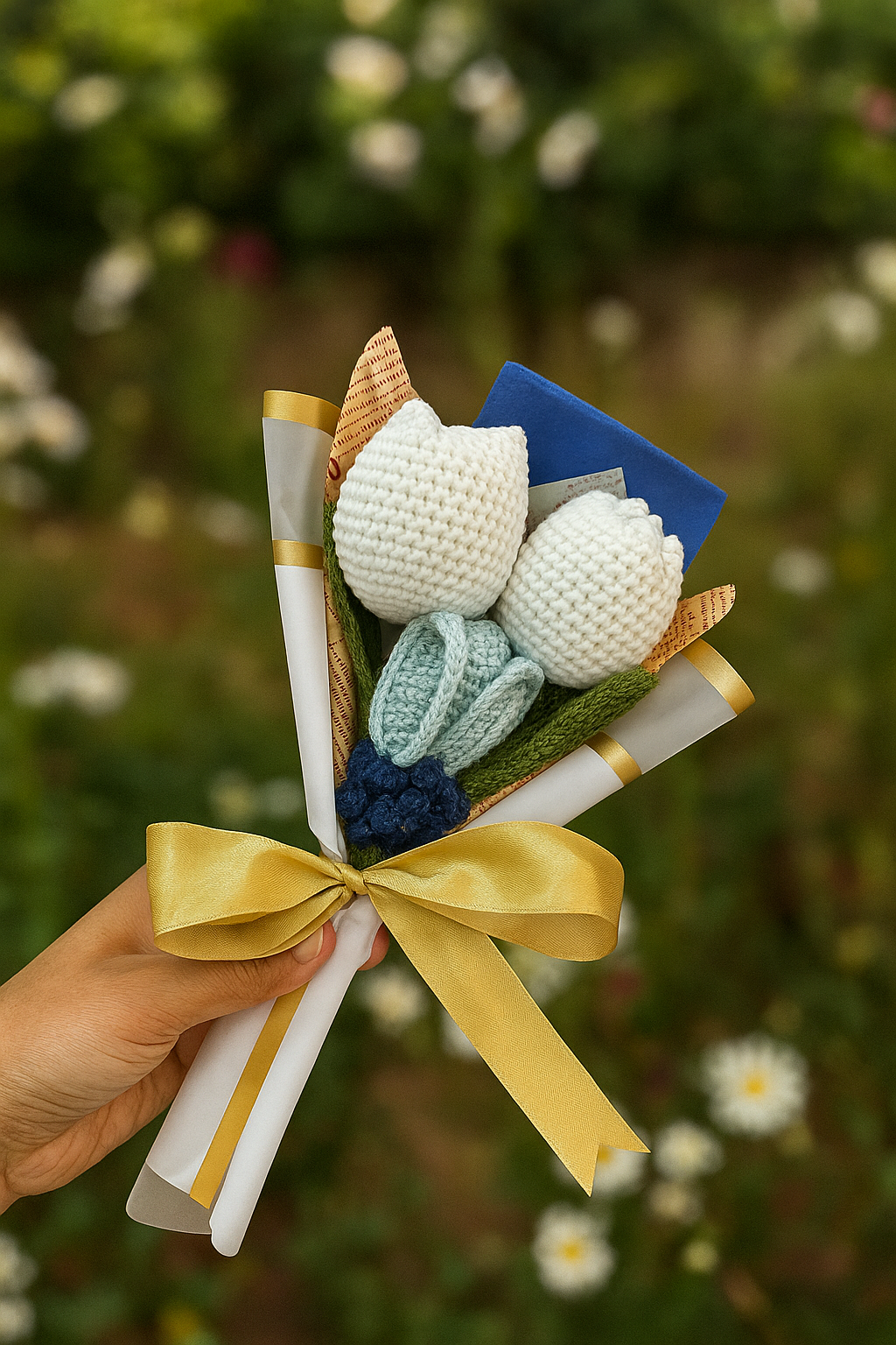 Blue & White Tulip Bouquet
